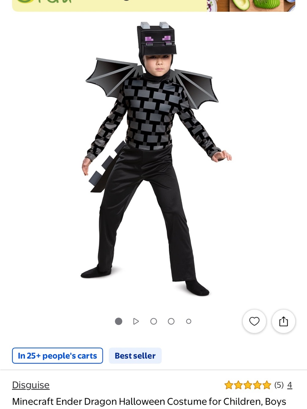 Disguise Black and Gray Ender Dragon Kids Halloween Costume - Picture 2 of 4